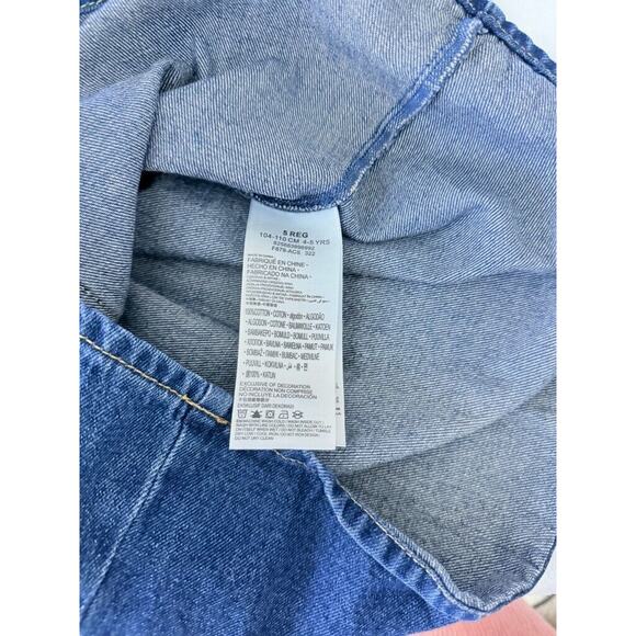 Levi's Girl's Bib Overall Denim Jean Skirt Jumper 5 Regular Button Down Pocket - Picture 4 of 8